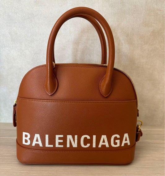 BALENCIAGA Top Handle Bag Brown Leather Women #QYEUMX