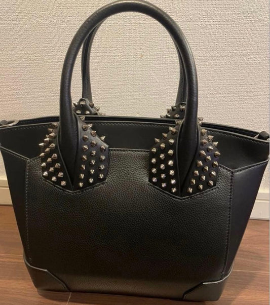 CHRISTIAN LOUBOUTIN black leather tote bag with studs #QY0N62