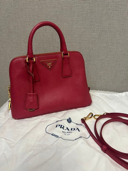 PRADA Saffiano Leather Handbag, Red #QYFVS4