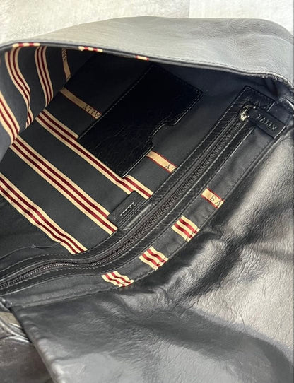 BALLY Genuine Leather Cowhide Shoulder Bag Black A4 W48 H25 #QY1XQE