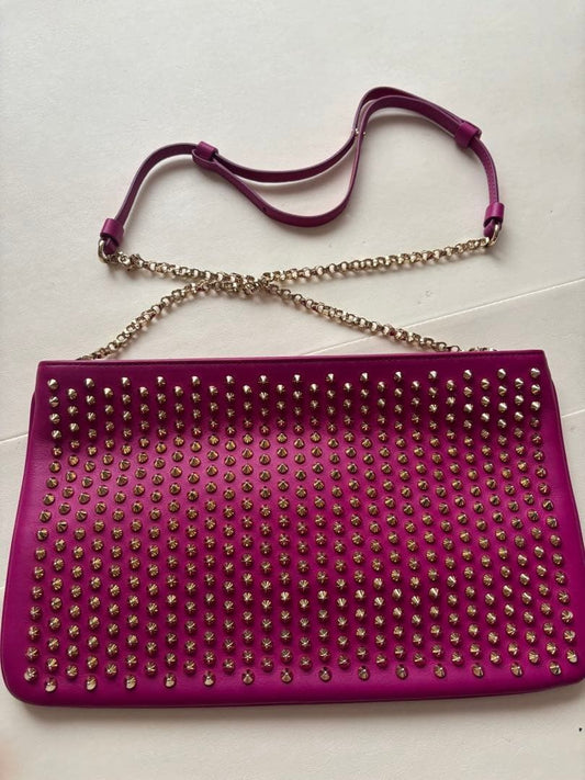 Christian Louboutin Studded Shoulder Bag/Clutch Bag, Pink #QY1XGE