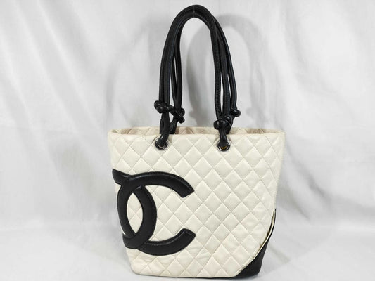 CHANEL Quilted Handbag White Black Women #QY00VE