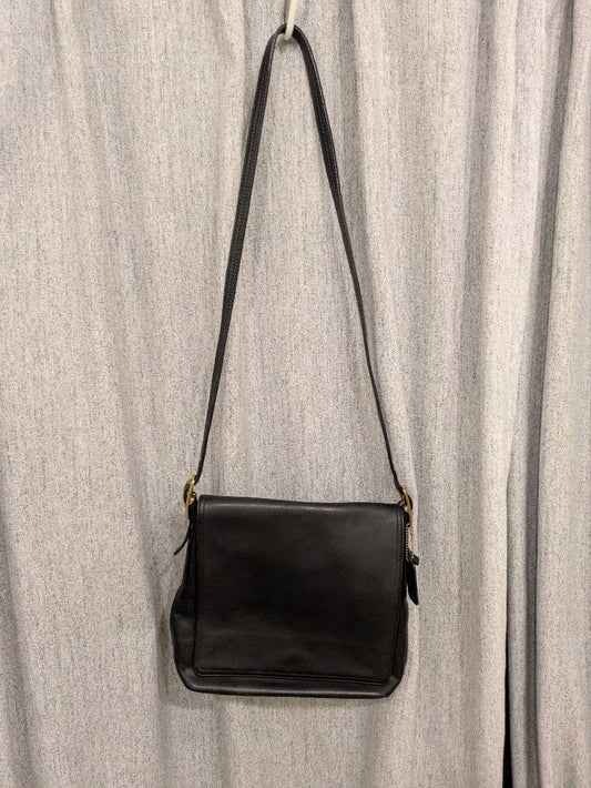 COACH Old Coach Black Leather Classic Coach Shoulder Bag #QYC0R7