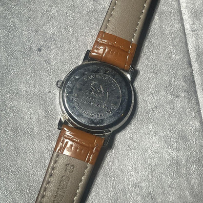 Leather strap SAAD onyx dial Roman numeral watch Indian #PFJ2VL