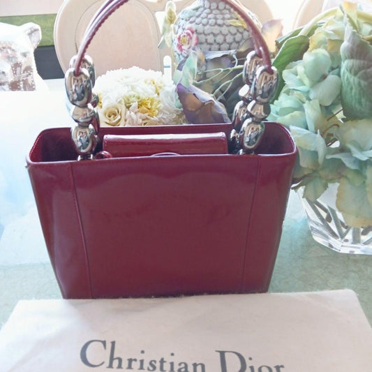 Christian Dior burgundy enamel handbag #QYHLO3