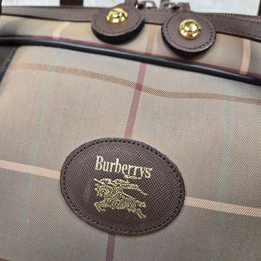 BURBERRY Mini Boston Bag with Pouch, Nova Check Leather #QYDQJ6