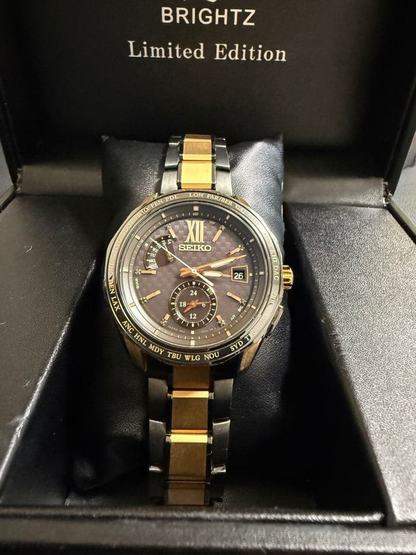 Seiko Brightz Men's Watch, Solar Powered, Black Dial, Titanium #QYHSVZ