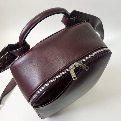 VALEXTRA My Logo Backpack Leather Bordeaux Burgundy Men #QY3G0E