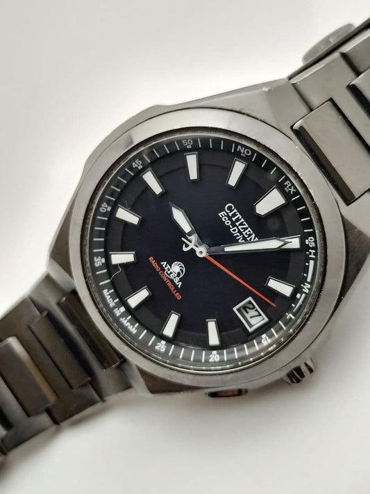 Citizen Attesa All Black 1500pcs Limited Solar Radio Titanium Watch H416 #QY7BJ3