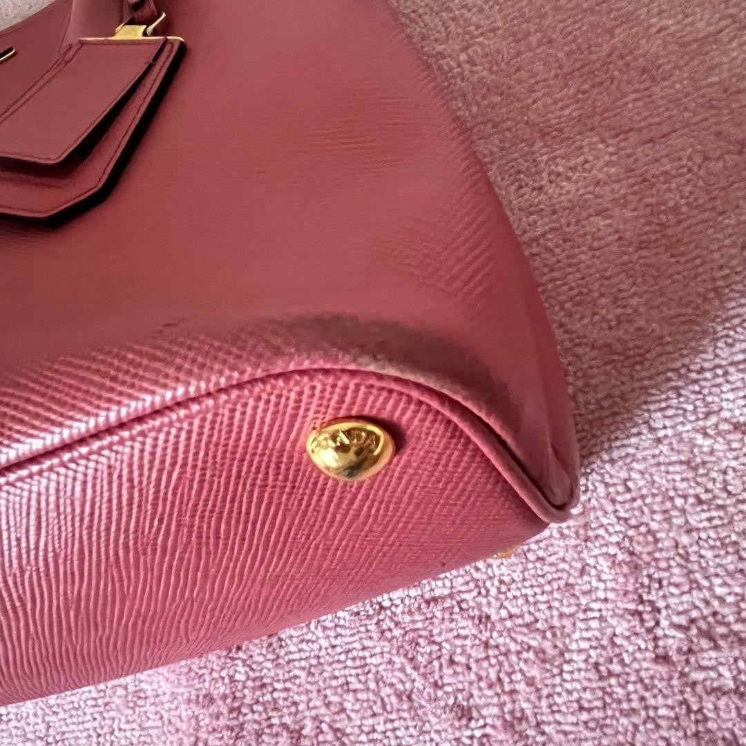 PRADA Prada Saffiano Bag Cuir Triangle Logo Pink #QYDIP9