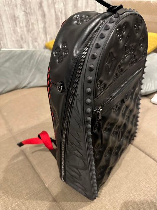 CHRISTIAN LOUBOUTIN Backparis Backpack Black Calf Leather Italy #QYI8FF