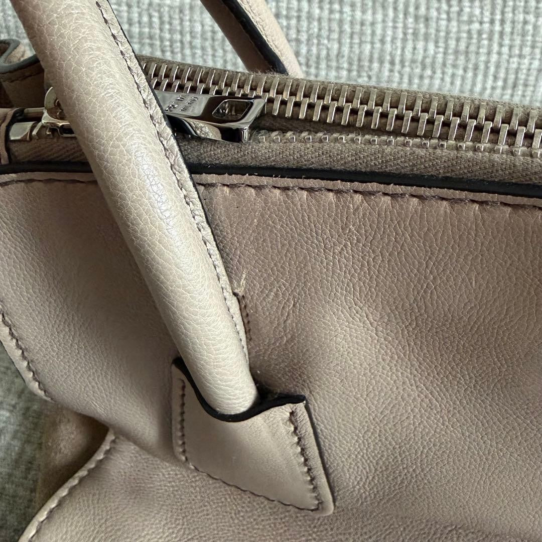 PRADA Leather x Suede 2-Way Shoulder Bag, Greige #QY6VVR