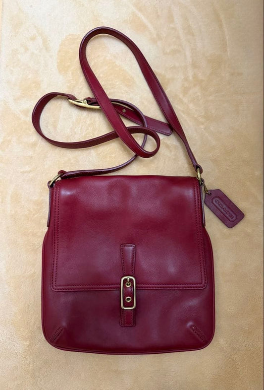 COACH Old Coach 9592 Red Leather Shoulder Bag #QY1IQK