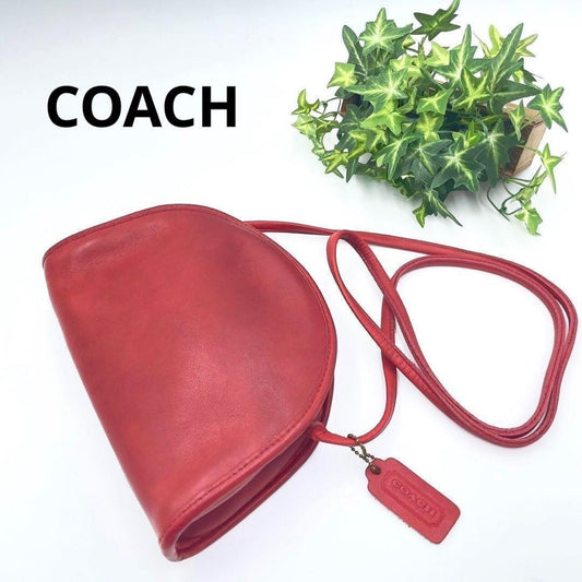 COACH Old Coach USA-made Mini Shoulder Bag, Half-Moon Shape, Leather, Re #QYJ3FC