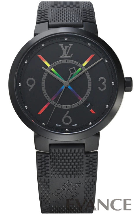 Weekly Special: LOUIS VUITTON Tambour Slim Rainbow QA113 Black Men's Wat #QYCFMJ