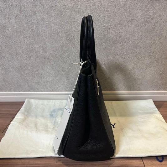 BURBERRY Black Leather 2Way Shoulder Handbag #QY6O2X