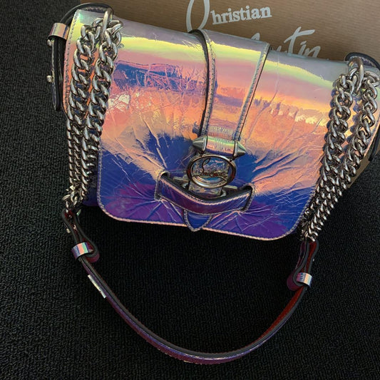 Christian Louboutin Aurora Iridescent Crinkle Chain Shoulder Bag Women #QY002R