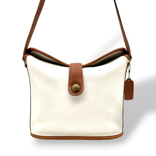 COACH Old Coach Shoulder Bag, White Leather #QYKLHD