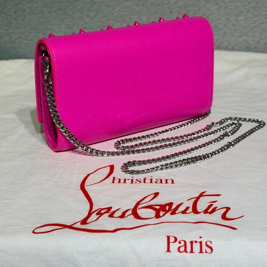 Christian Louboutin Paloma Wallet on Chain Bolerose Pink H11 W19 Women #QY85AX