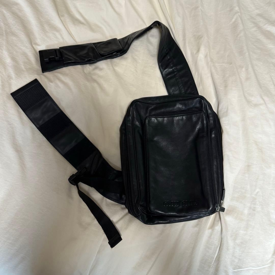 FW/1999 archive MIU MIU leather sling bag Black #QY12NI