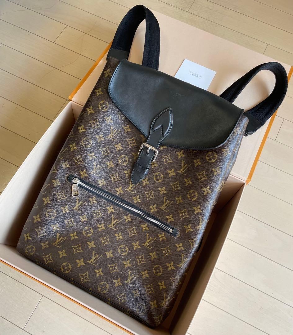 LOUIS VUITTON Parc Backpack Monogram Macassar Flap Buckle #QYKL19