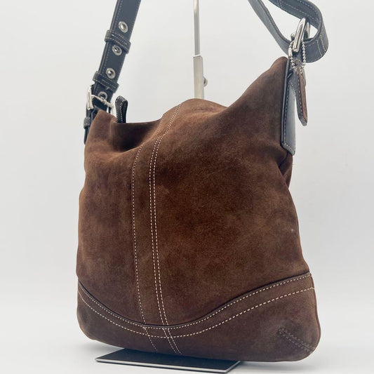 COACH Coach Shoulder Bag Suede Leather Brown #QY25HL