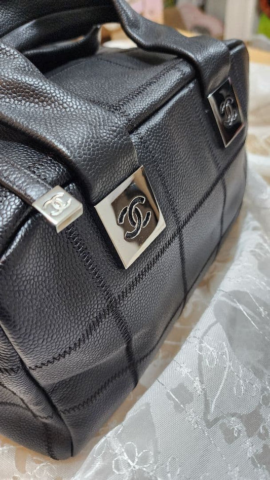 CHANEL Chocolate Bar Leather Handbag W29cm #QY8LK0