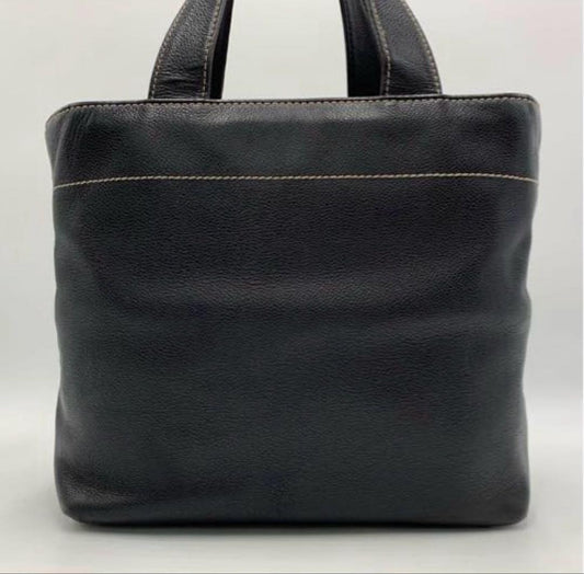 CHANEL Black Leather Handbag 2-Way Women #QYD3AF