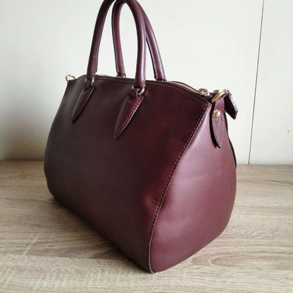 Max Mara Real Leather Bag Burgundy Spacious Chic #QY8EPO