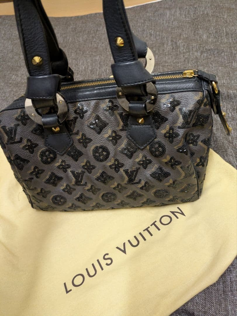 LOUIS VUITTON Monogram Eclipse Speedy 30 Handbag with Sequins #QY9W83