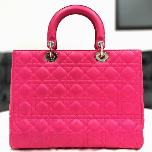 Christian Dior Lady Dior Large Hot Pink (Shocking Pink) W32×H24.5×D12cm #QY6OG9