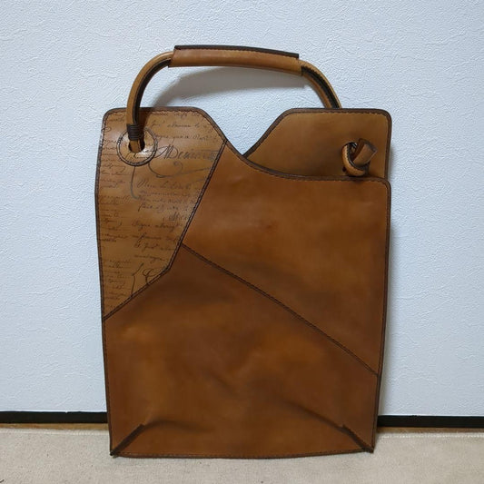 BERLUTI Armour Calligraphy Scritto Leather Tote Bag Brown #QYF1HZ
