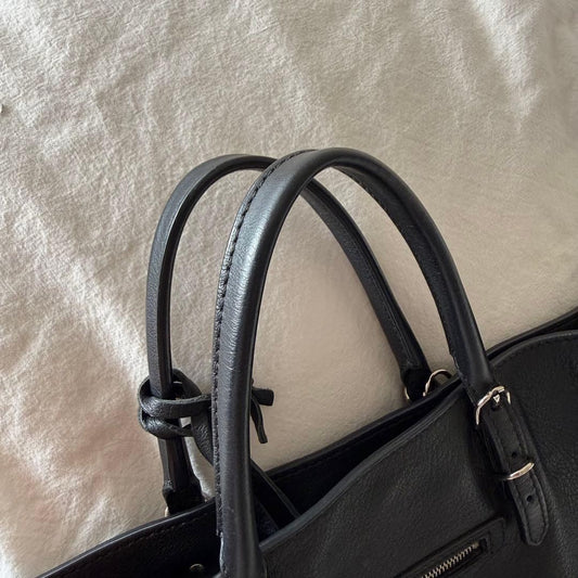 BALENCIAGA Paper Handbag, Black and Neon Yellow #QYCHMV