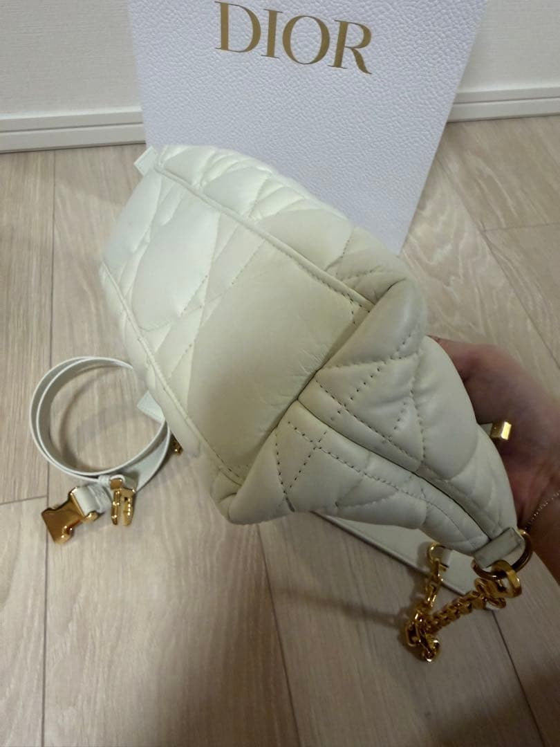 Dior Nomad Pouch Cannage Shoulder Bag for Women, White #QYBF3Y