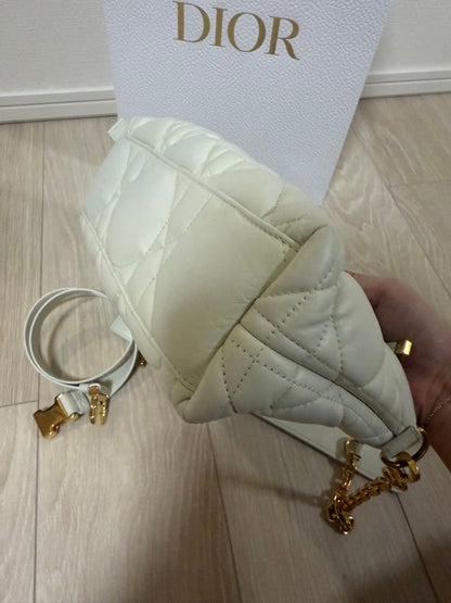 Dior Nomad Pouch Cannage Shoulder Bag for Women, White #QYBF3Y