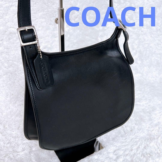 Classic Old Coach Shoulder Bag 9135 Black Leather #QY7Y64