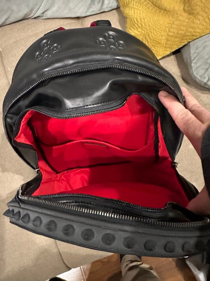 CHRISTIAN LOUBOUTIN Backparis Backpack Black Calf Leather Italy #QYI8FF