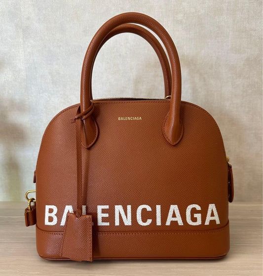 BALENCIAGA Top Handle Bag Brown Leather Women #QYEUMX