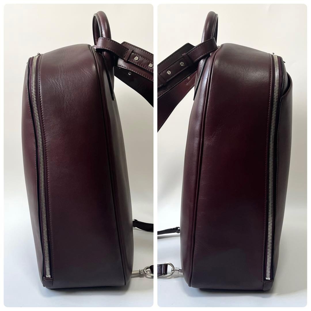 VALEXTRA My Logo Backpack Leather Bordeaux Burgundy Men #QY3G0E