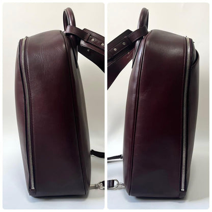 VALEXTRA My Logo Backpack Leather Bordeaux Burgundy Men #QY3G0E