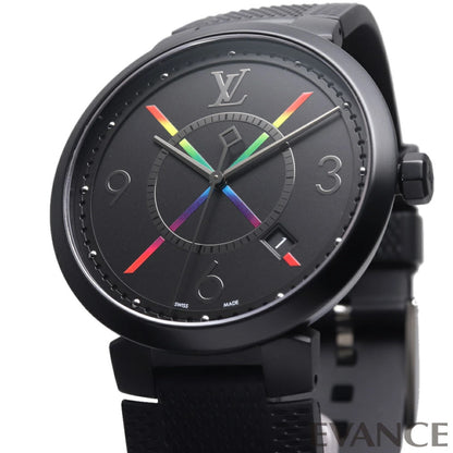 Weekly Special: LOUIS VUITTON Tambour Slim Rainbow QA113 Black Men's Wat #QYCFMJ