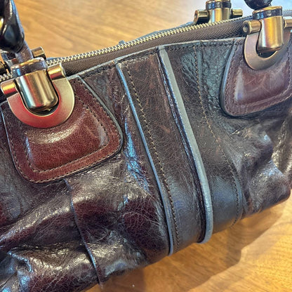 Chloe Elodie Leather Tote Handbag Brown Long Handle #QY7JKF