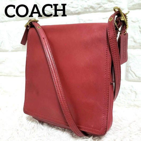 COACH Old Coach COACH Flap Shoulder Bag Sacoche Red #QY3NO0
