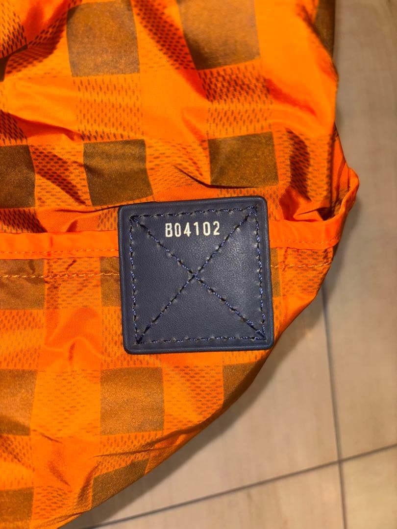 LOUIS VUITTON Orange Check Pattern Backpack Front Pocket #QYJXNL