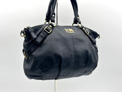 Y2K Coach Black Leather Handbag Mini Boston #QY1XRE