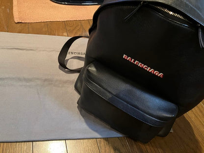 BALENCIAGA Leather Backpack Black #QY1IQX