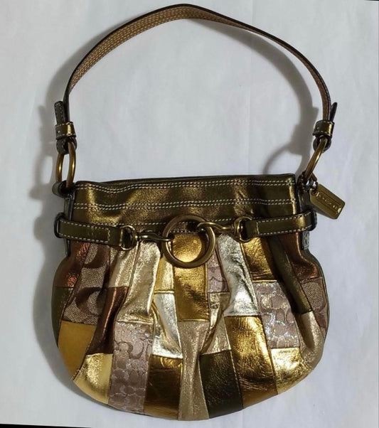 COACH patchwork gold y2k handbag Hard to Find #QYJYGG