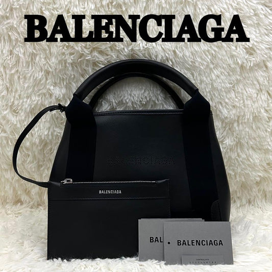BALENCIAGA Navy Cabas Handbag with Pouch #QYC14M