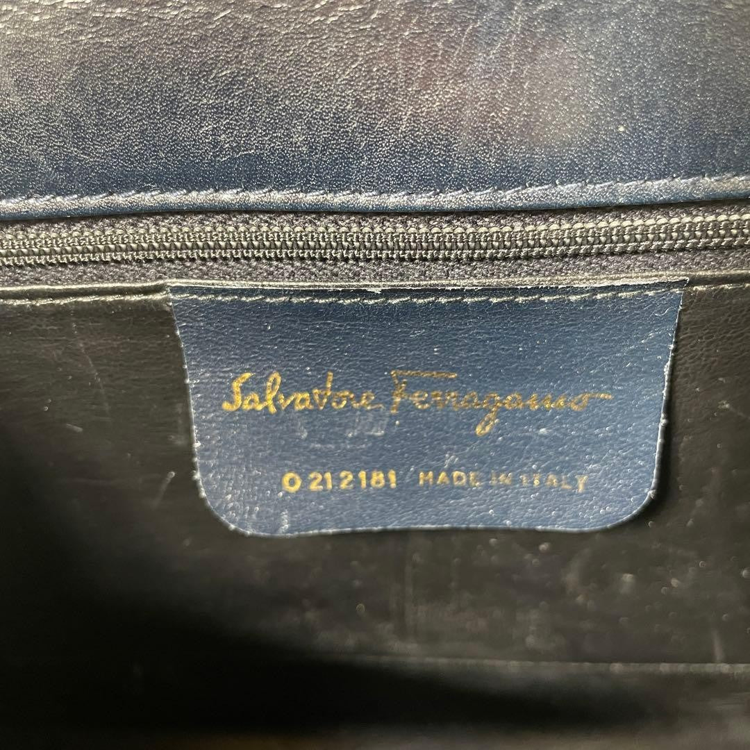 FERRAGAMO 2603-165 Ferragamo 2-Way Handbag, Navy, Gancini #QYGQPA