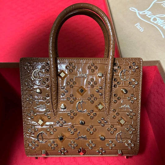 CHRISTIAN LOUBOUTIN Paloma mini Brown Croco-embossed Leather #QY4XKR